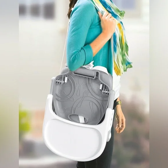 Chicco Portable Booster High Chair - Gray & White - Used once - Picture 3 of 9